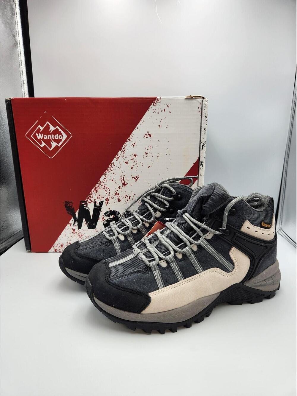 Wantdo Women's Waterproof Hiking Boots Outdoor Trekking Trail Walking Shoes Gray